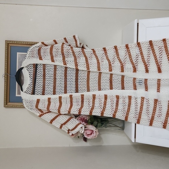 Crotchet Long line Cover Up Duster Photo's Medium Beach Cruise Vacation - Picture 11 of 11